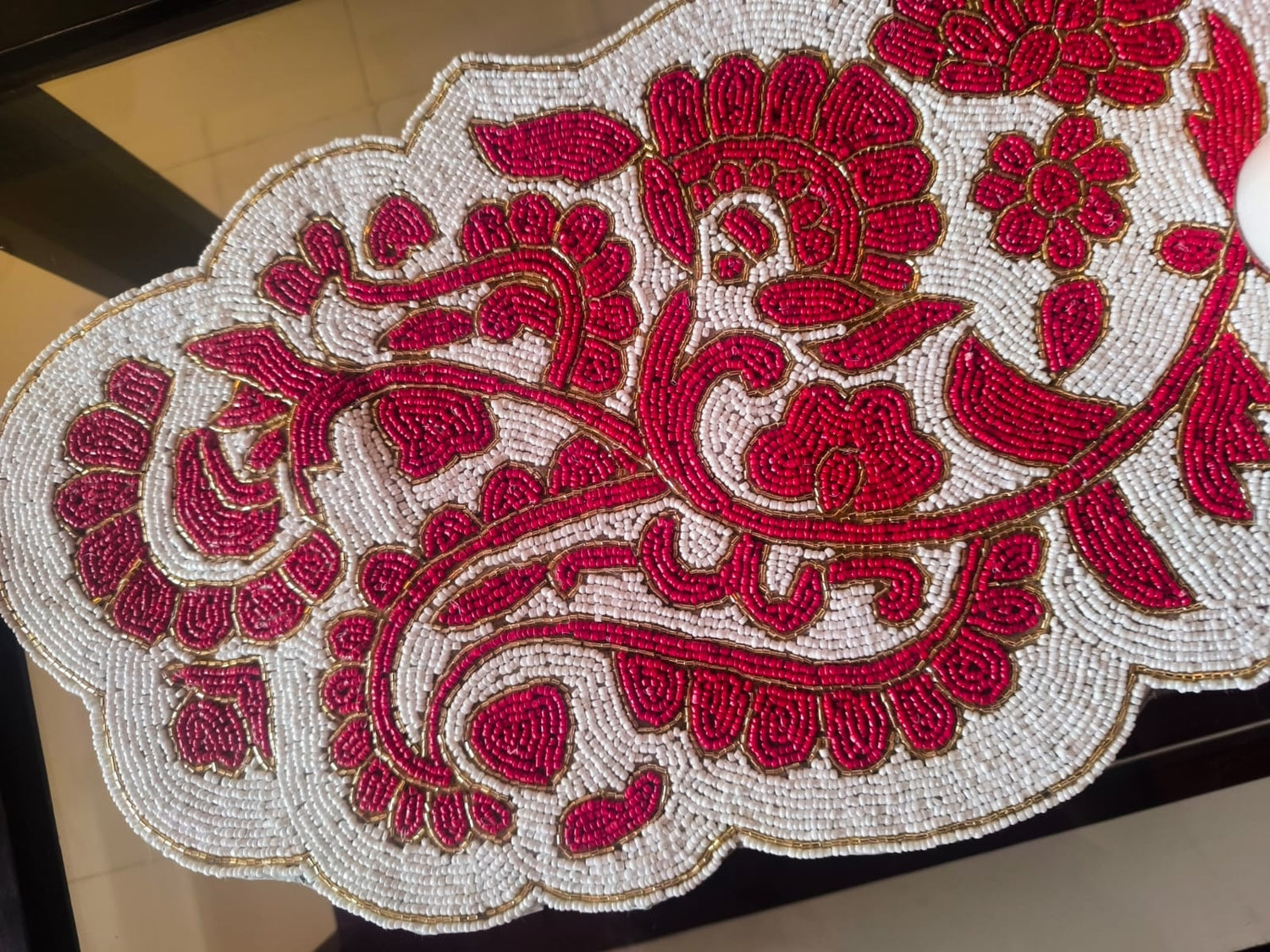 Decorative Beaded Embroidered Table Runner