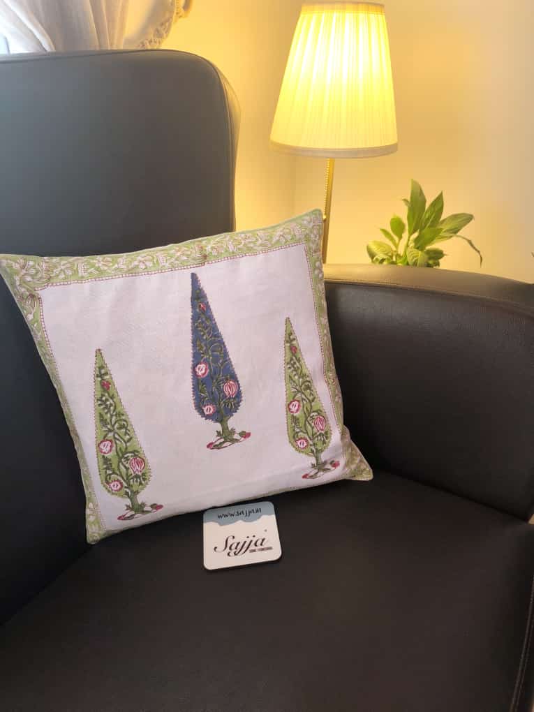Buy Online Hand Block Mughal Butta Hand-Blocked Cushion Cover set of 5