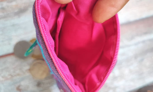 Handmade Cotton Fabric Purple Kids Pouch Coin bag iPods Earplugs bag multicolour