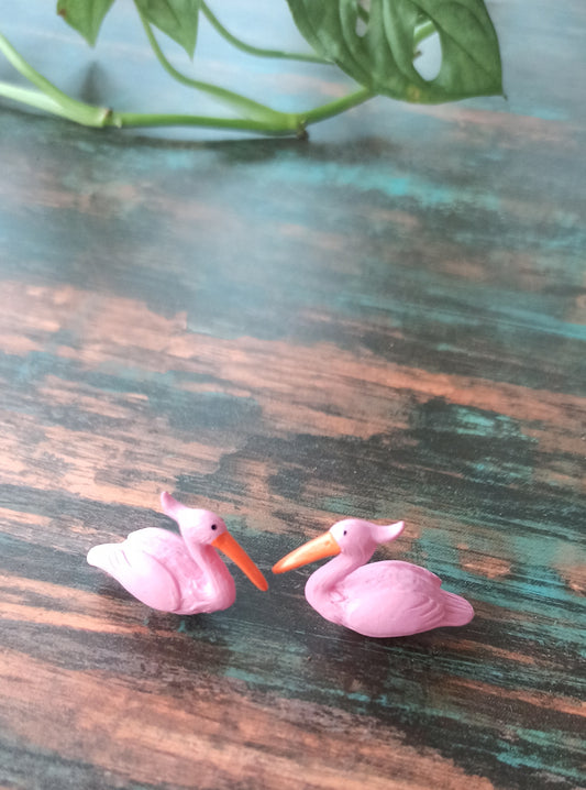 Polyresin Miniature Pair of Pink Flamingos Use in Fairy Garden Dollhouse - Sajja Garden Nursery