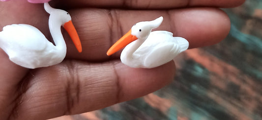 Polyresin Miniature Pair of White Flamingos Use in Fairy Garden Dollhouse - Sajja Garden Nursery