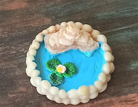 Miniature piece little beige pond to decorate -Set of 1 - Sajja Garden Nursery