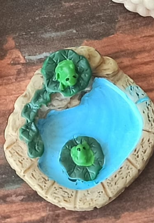 Miniature piece little beige with brown pond to decorate -Set of 1 - Sajja Garden Nursery