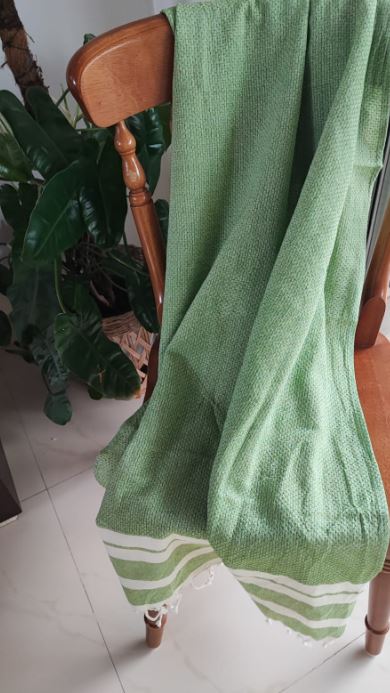 Super Absorbent Organic Cotton Bath Towel With Tassel - Light Green XL