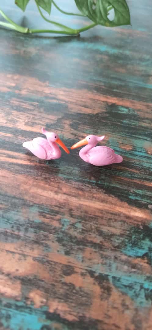 Polyresin Miniature Pair of Pink Flamingos Use in Fairy Garden Dollhouse - Sajja Garden Nursery