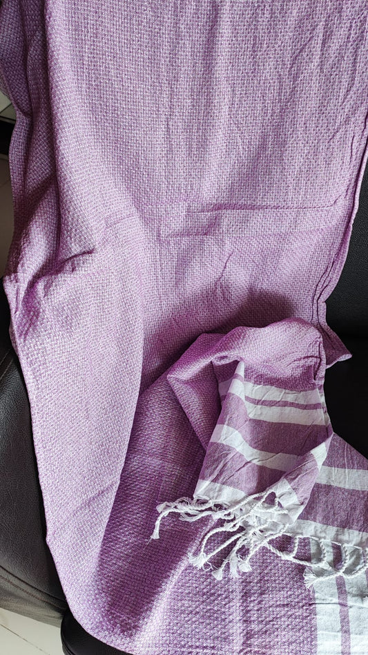 Absorbent Weaved Tasseled Turkish Organic Cotton Bath Towel Light Purplish Lavender