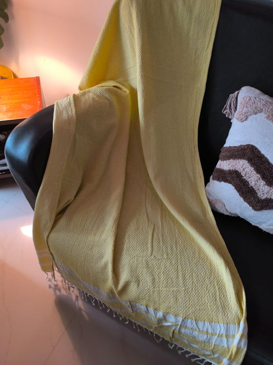 Super Absorbent Organic Cotton Beach Bath Towels - Lemon Yellow XL for Men