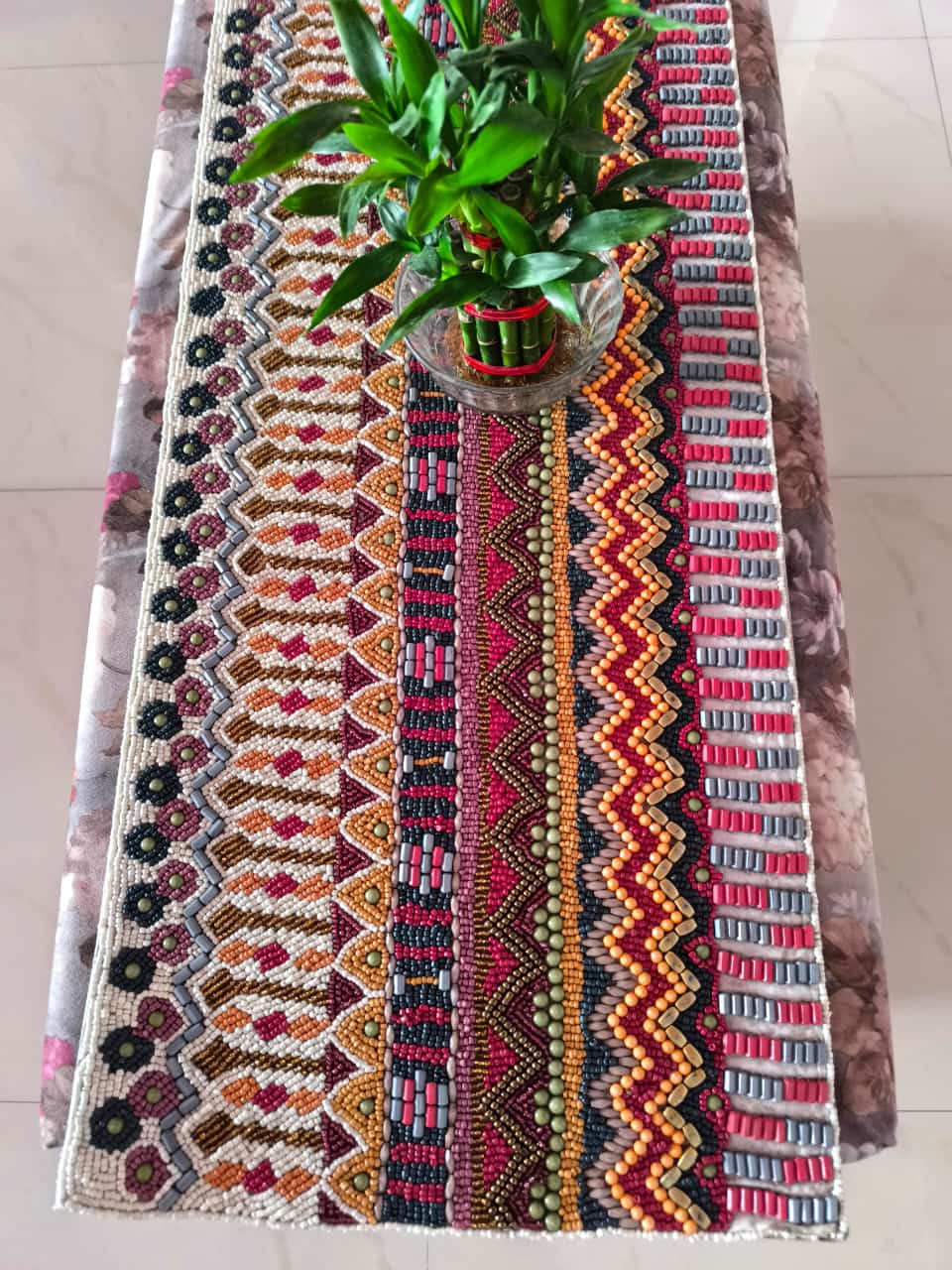 Designer Orchard Multi Colored Beaded Table Runner