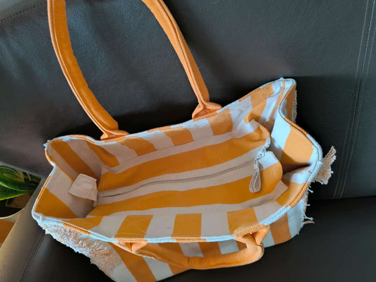 Designer Large Organic Thick Cotton Coral Fringe Shoulder Bag | Shopping bag | Mode bag (Copy)