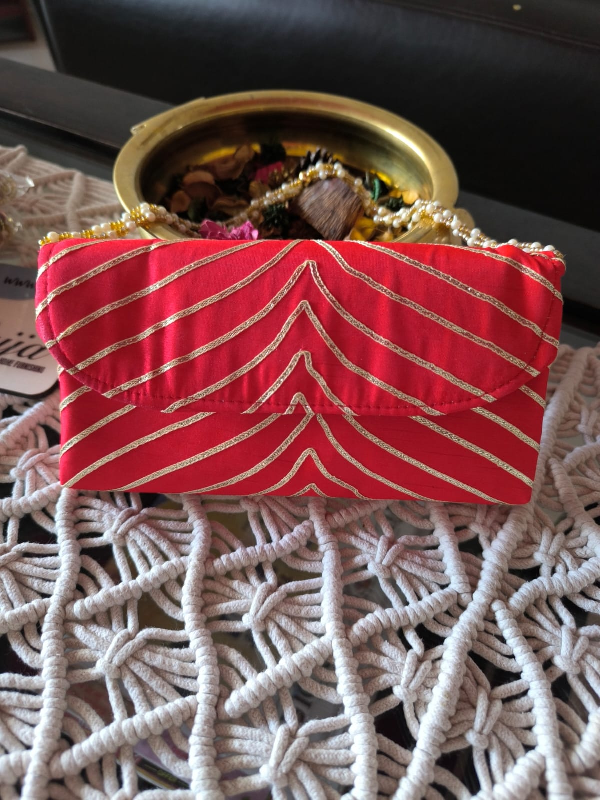 Designer Red Clutch Gift Bags | Handcrafted Potli Bags | Buy Party favors party favors