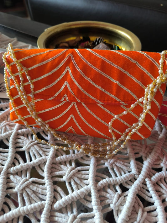Designer Orange Clutch Gift Bags | Handcrafted Potli Bags | Buy Party favors party favors