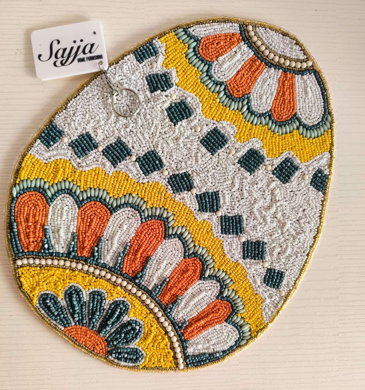 Designer Regal Handcrafted Oval Beaded Glass Placemat Table Mat