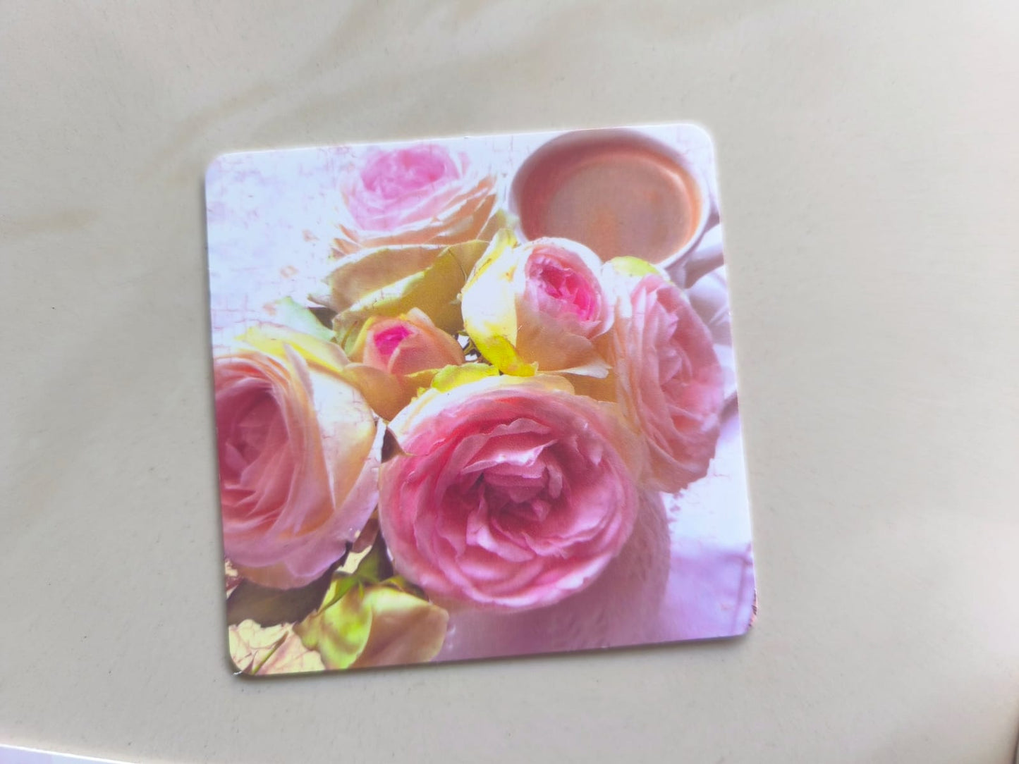 Sajja Roses Floral Rectangular Pack of 6 PVC Vinyl Table Placemats and Coaster