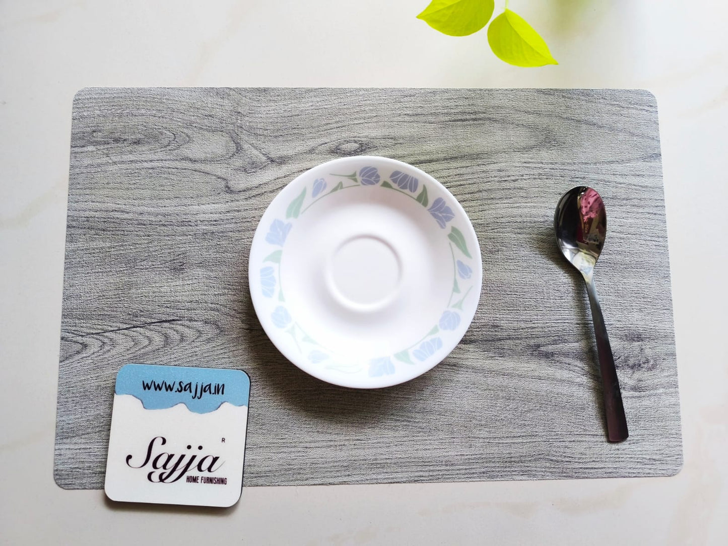 Designer Grey Ash Stone Sleek PVC Vinyl Washable Set of 6 Tablemat