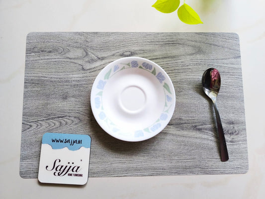 Designer Grey Ash Stone Sleek  PVC Vinyl Washable Set of 6 Tablemat