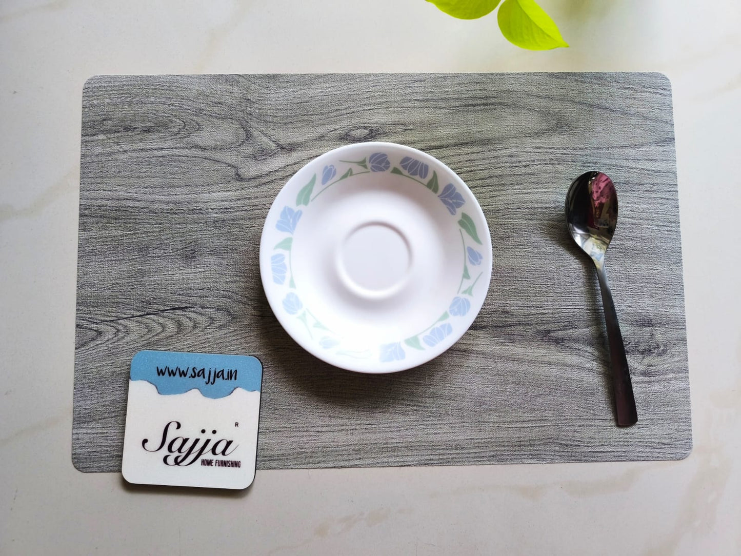 Designer Grey Ash Stone Sleek PVC Vinyl Washable Set of 6 Tablemat