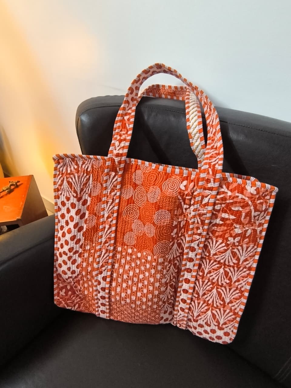 Women Ethnic Motifs Printed Shopper Tote Bag handbag - Orange