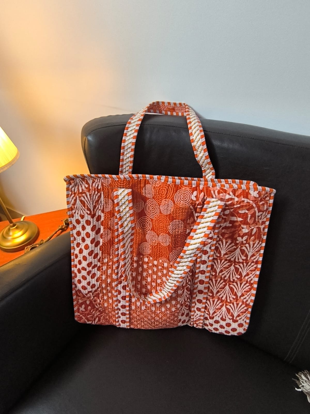 Women Ethnic Motifs Printed Shopper Tote Bag handbag - Orange