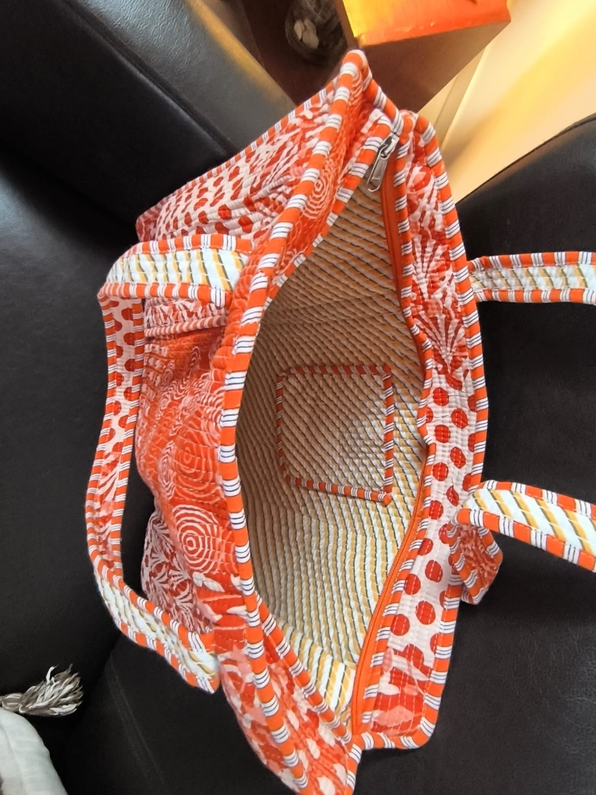 Women Ethnic Motifs Printed Shopper Tote Bag handbag - Orange