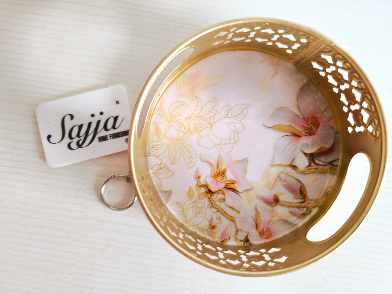 Modern Frangipani Floral Artistic Small Tray Gift Pichwai tray Decor piece