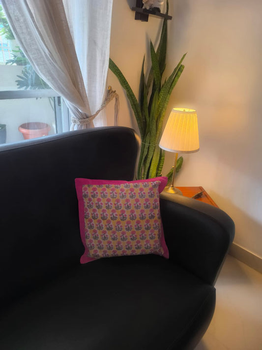 Hand block Guldasta Premium Cotton Cushion Covers 40 cm x40 cm | Set of 5