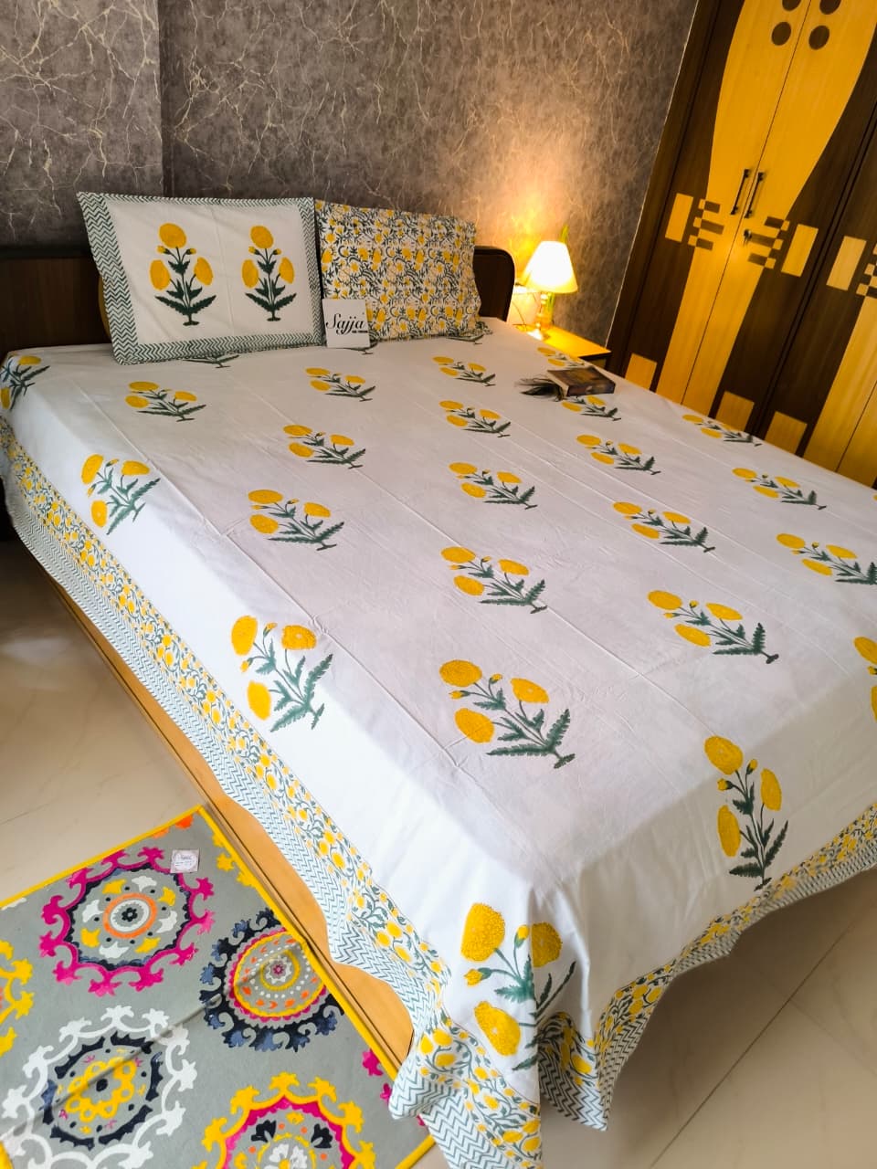 COTTON BEDSHEET, HAND Block Print Bedsheet with 2 Pillow Cover Bedroom Home Decor Floral Bedsheet Cotton Double For Indian Design Bedsheet