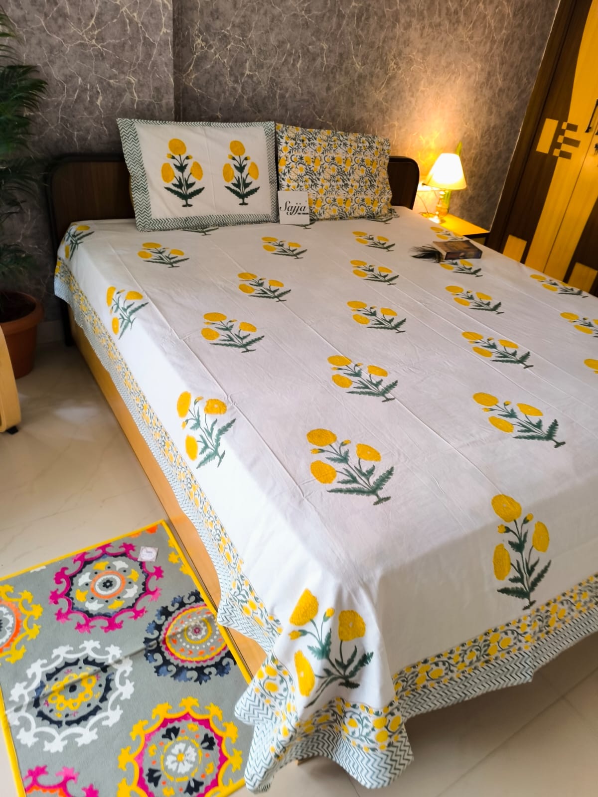 COTTON BEDSHEET, HAND Block Print Bedsheet with 2 Pillow Cover Bedroom Home Decor Floral Bedsheet Cotton Double For Indian Design Bedsheet
