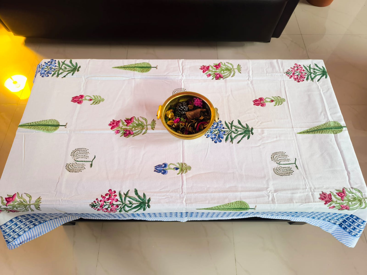 Buy Centre Table Handblock Floral Table Cover - 40 x 60 inches -2 Seater Table Cover