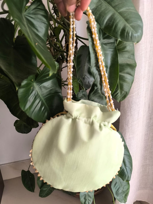 Designer Green Brocade Potlis Gift Bags | Handcrafted Potli Bags | Buy Party favors party favors