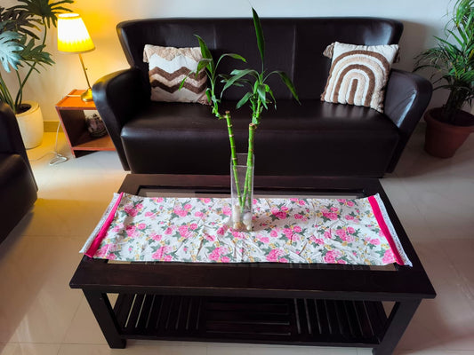 Sajja Table Runners, Organic Cotton Floral Pattern |  Microwave Cover