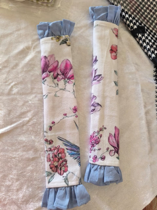 Designer Floral Cotton Fridge Handle Covers (Pair) With Frill