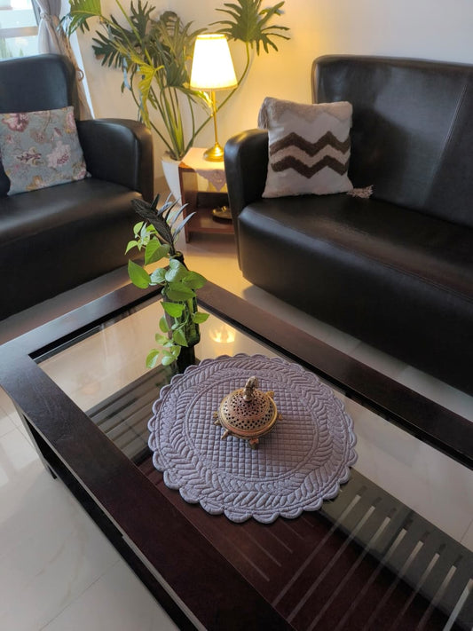 Stylish Winchester Grey Big Round Cotton Table Fabric Placemat mat