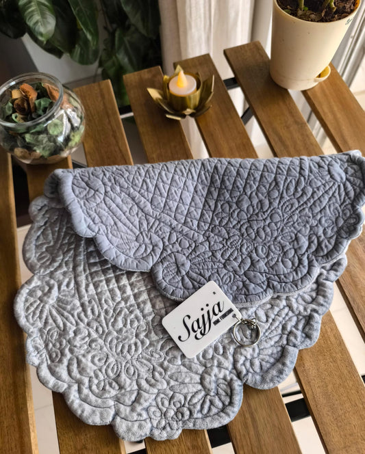 Chic Velvet Blue Mirage Stylish Quilted Table Placemat Mat - 1 piece