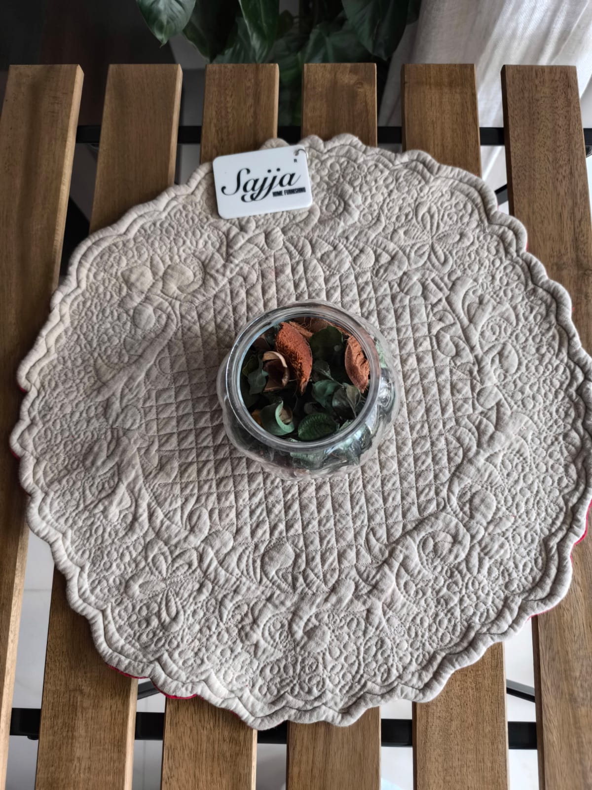 Velvet Rich Red Round Table Fabric Decorative Quilted Table Mats 1 piece