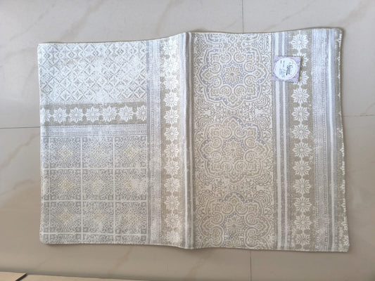 Buy Sajja Victorian Grey Ivory Stylish Cotton Floor Mat Rug | Use as Table Décor Mat | Aasan