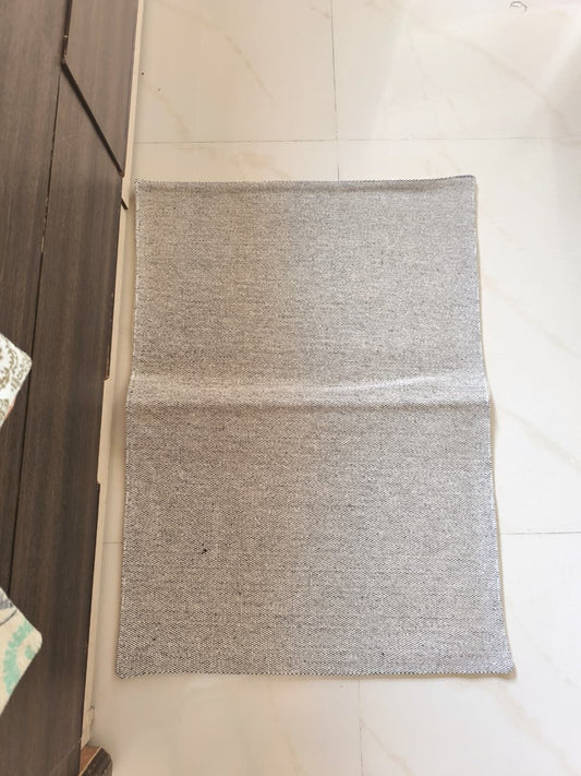 Buy Sajja Earthy Brown Weaved Duck Cotton Floor Mat Rug | Use as Table Décor Mat | Reversible Stripe Pattern