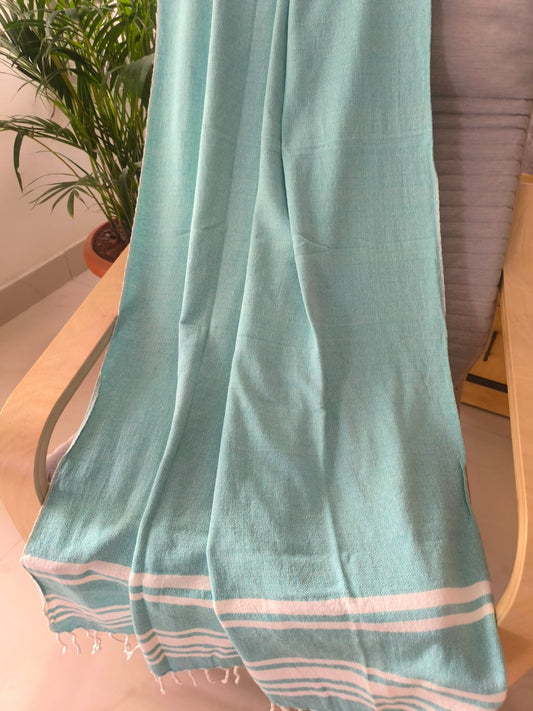 Super Soft Absorbent Organic Cotton Bath Towel Natural Turquoise Blue XL