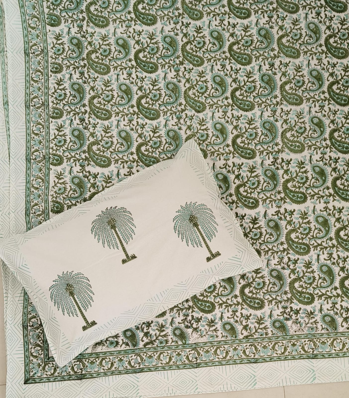 Premium Quality Hand Block Paisley King Cotton Bedsheets Online 108 inches x 108 inches