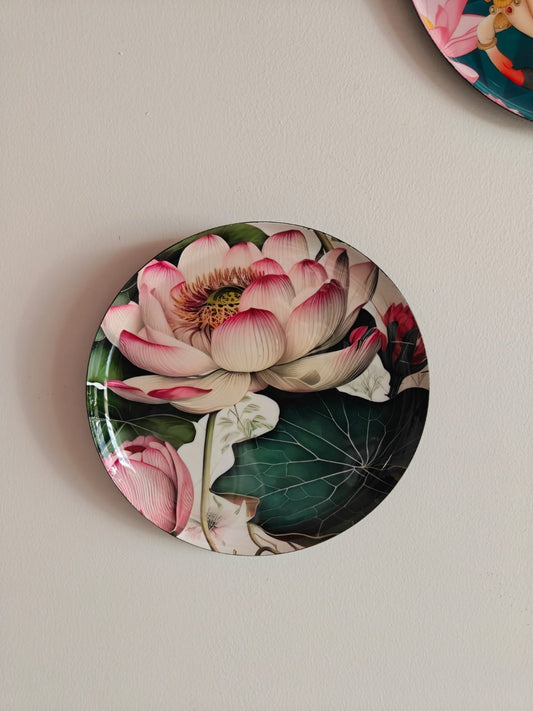 Shop Metal Wall Plates | Sacred charm meets Lotus floral grace  |  8 inches - 1 wall plate