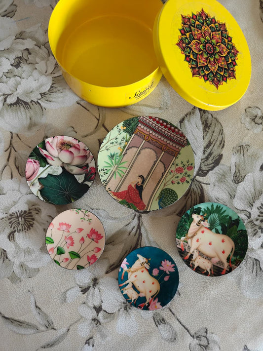 Regal Rajasthan Fridge Magnet Set of 5 – Ethnic Indian Souvenir & Decorative Gift