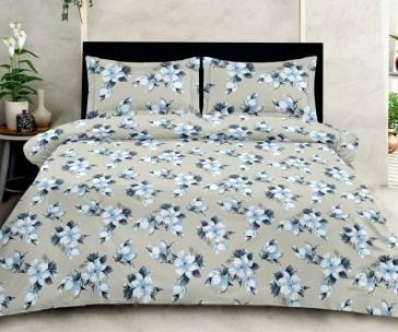 Premium Opulence Floral Grey Blue King Bedsheet 108 inches x 108 inches