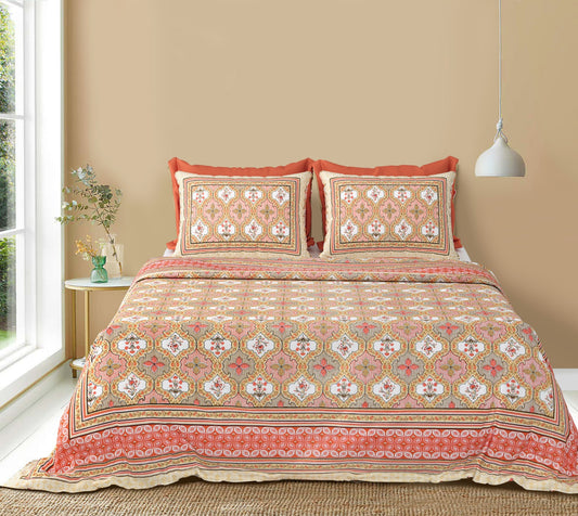 Buy Vintage Traditional Hand block Pure Cotton Double Bedsheet Queen Smaller King