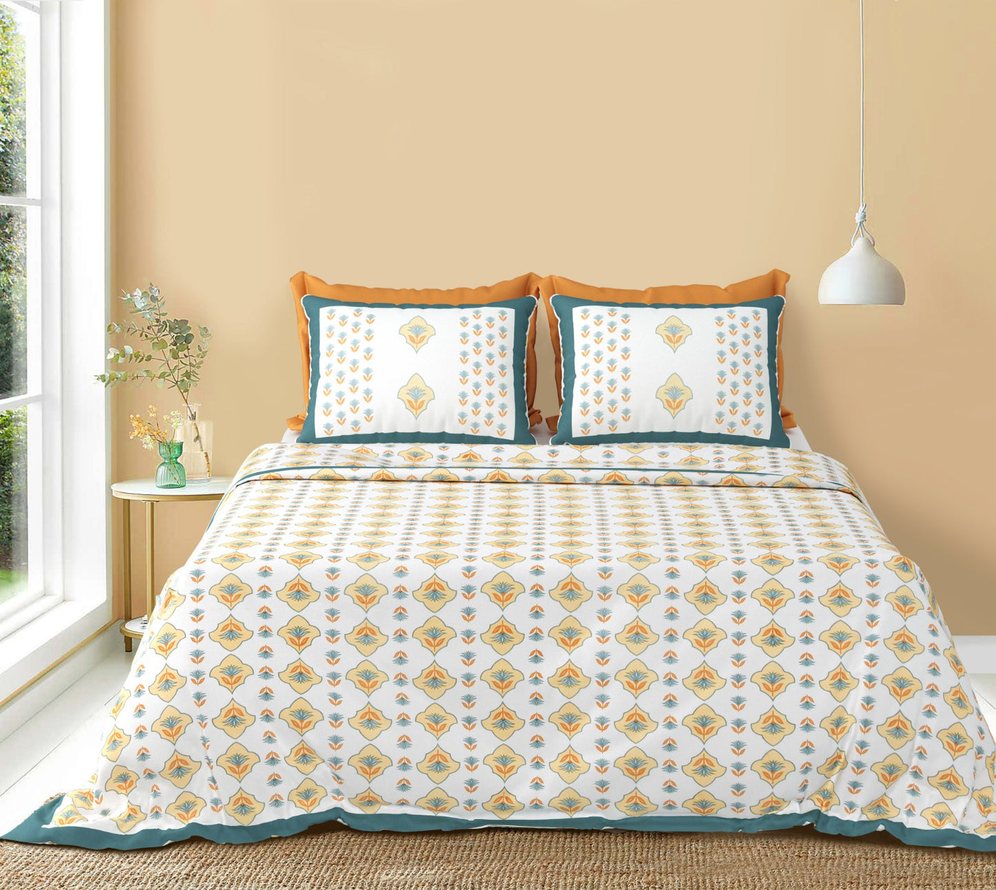 Hand Block Floral Mughal Butta Queen Smaller King Cotton Bedsheets Online 95 inches x 108 inches