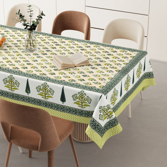 Designer Hand Block Cotton Table Cover - 60 x 90 inches 6 seater | smaller 8 seater Table Cloth