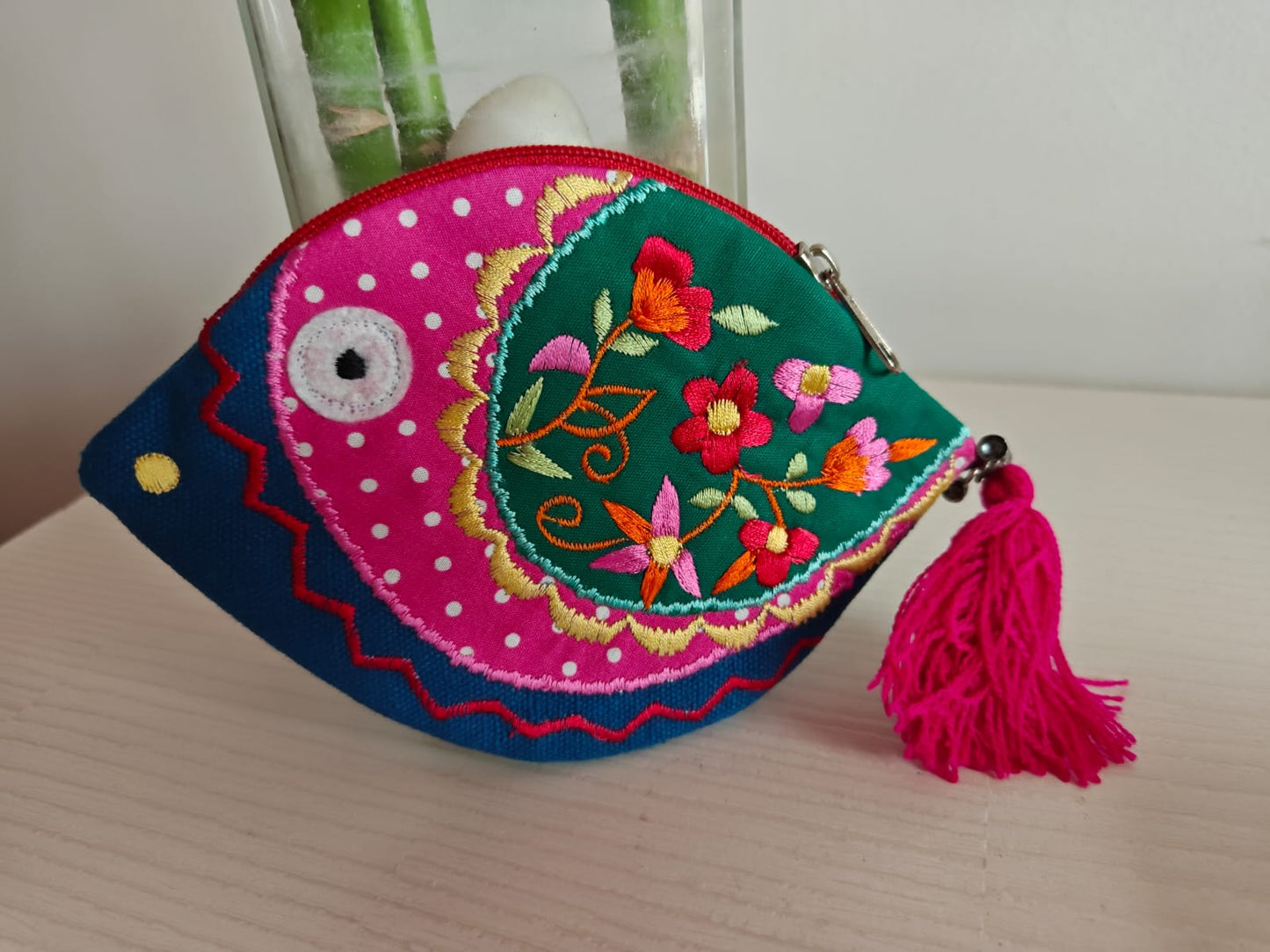 Handmade Cotton Fabric Kids Pouch Coin bag iPods Earplugs bag multicolour