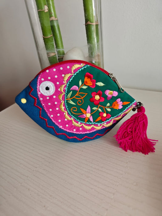 Handmade Cotton Fabric Kids Pouch Coin bag iPods Earplugs bag multicolour