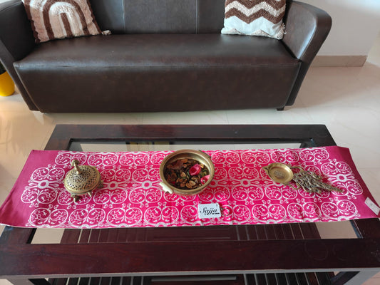 Chic French Renaissance Inspired Dupioni Silk Coffee Table Runner (L-48in, W-12in)