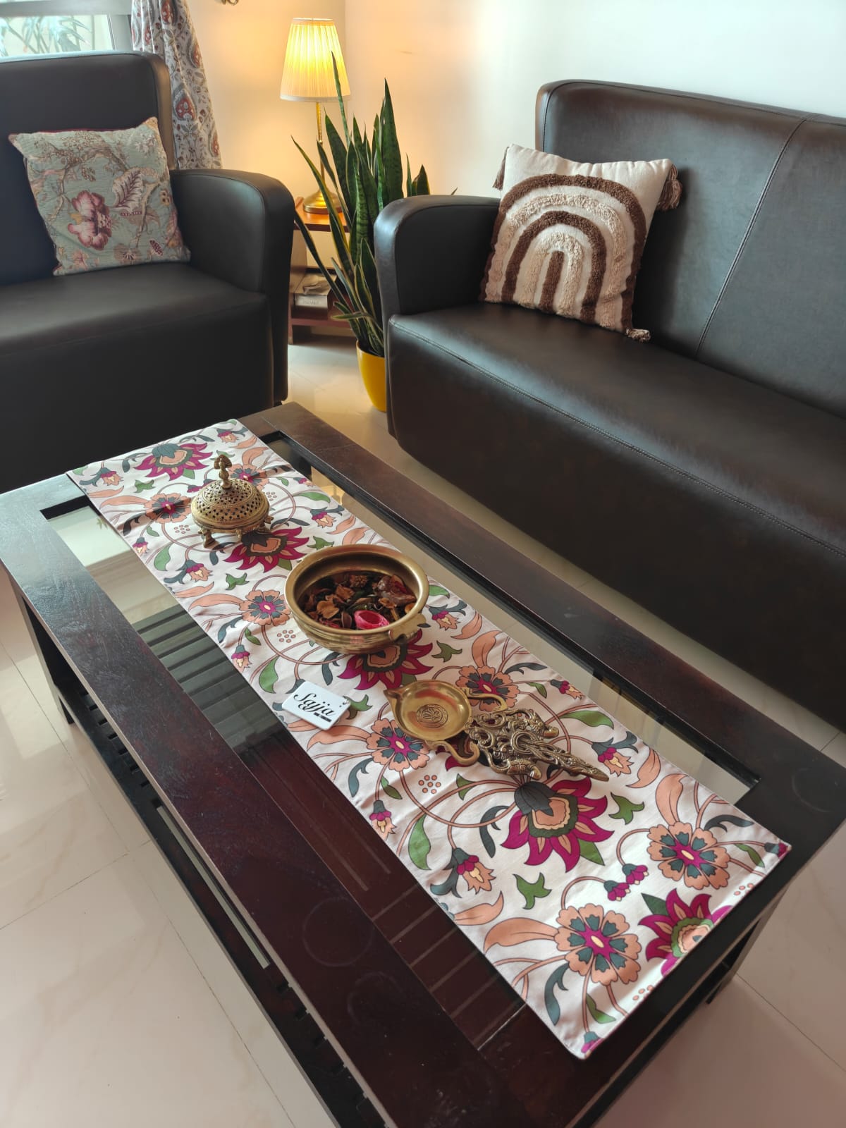 Multicolored Dupion Silk Table Runner For Centre Table (L-48in, W-12in) | L- 4 feet