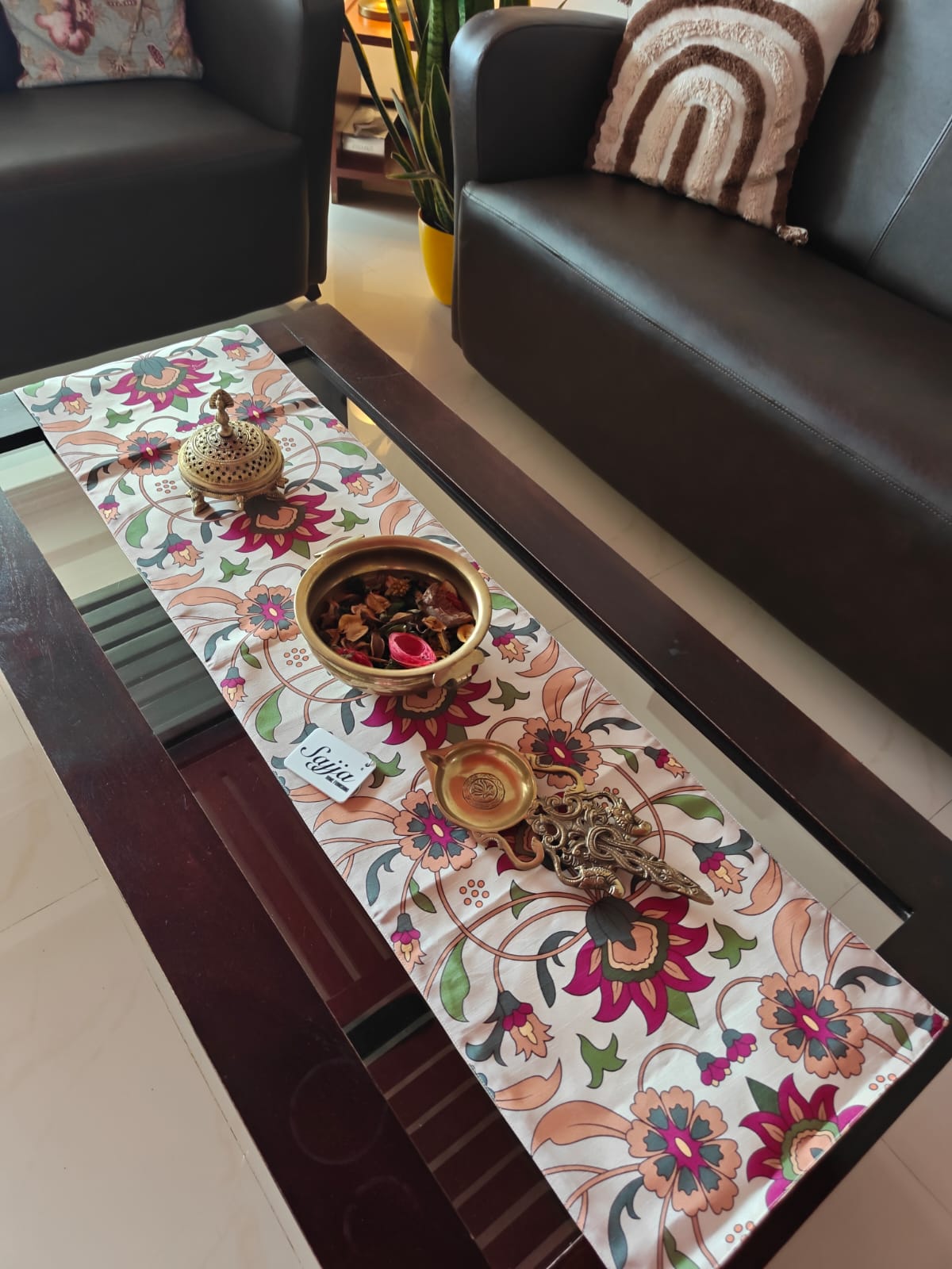 Multicolored Dupion Silk Table Runner For Centre Table (L-48in, W-12in) | L- 4 feet