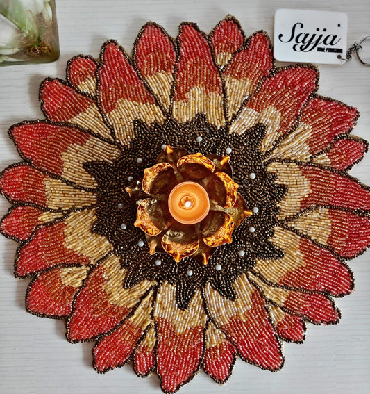 Rays of Dusk Ombre Sun hues Sunflower Table Round Beads Placemat